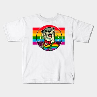 Gay Pride Nerdy Otter Kids T-Shirt